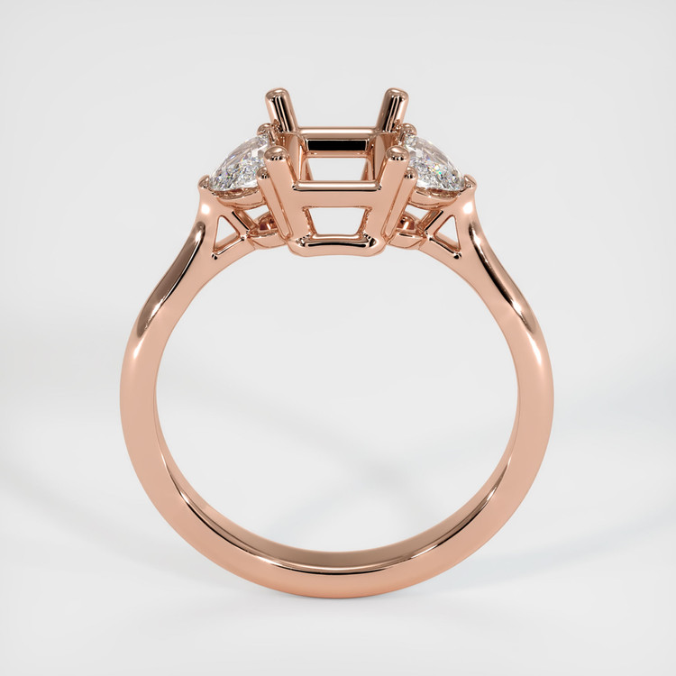 14K Rose Gold Three Stone Ring Setting