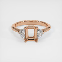 18K Rose Gold Three Stone Ring Setting Image