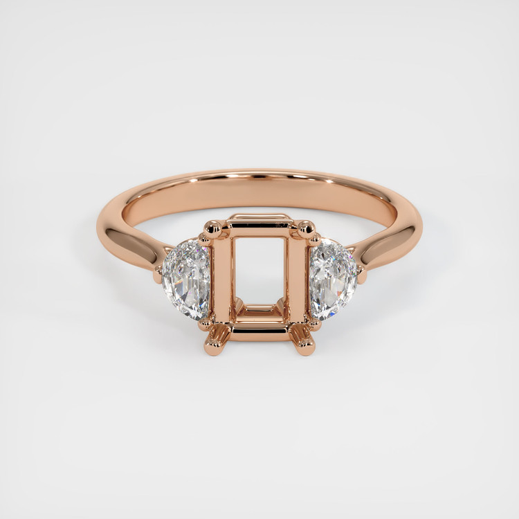 18K Rose Gold Three Stone Ring Setting