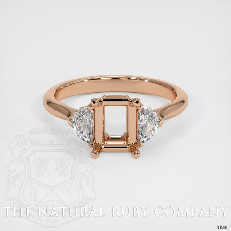 18K Rose Gold Three Stone Ring Setting