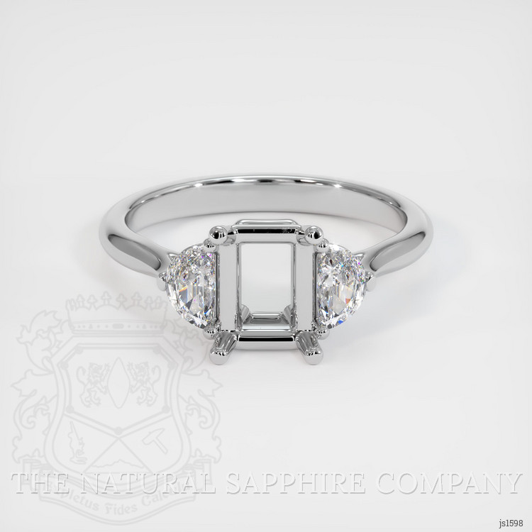 10K White Gold Three Stone Ring Setting