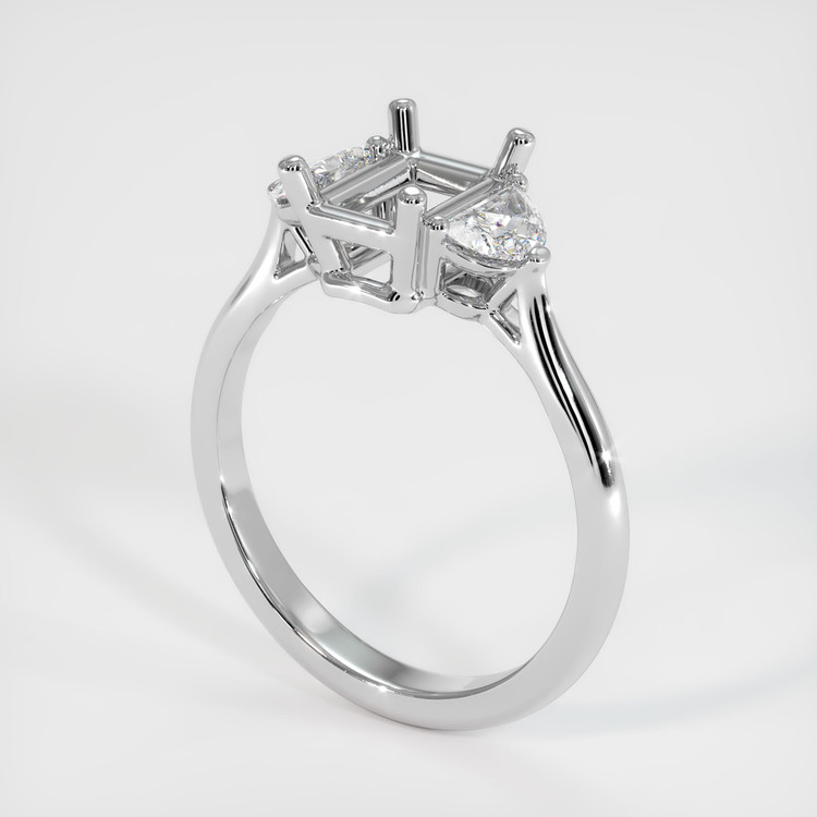 14K White Gold Three Stone Ring Setting