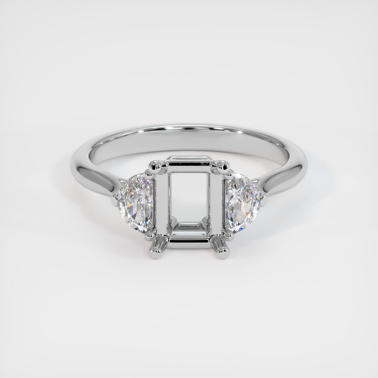 14K White Gold Three Stone Ring Setting