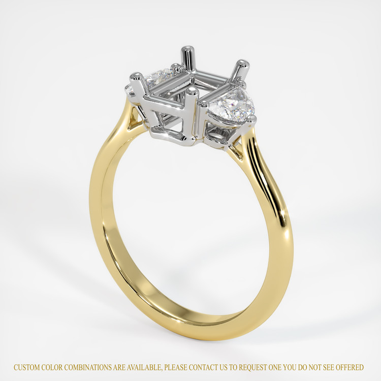 14K White & Yellow Three Stone Ring Setting