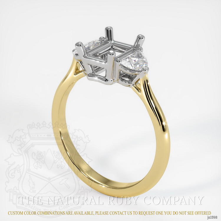 14K White & Yellow Three Stone Ring Setting