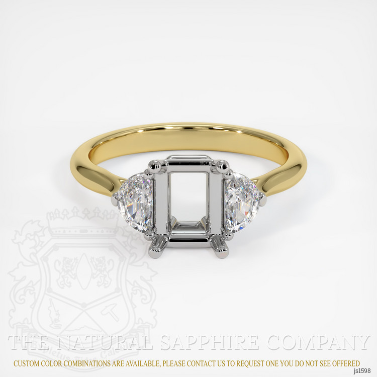 14K White & Yellow Three Stone Ring Setting