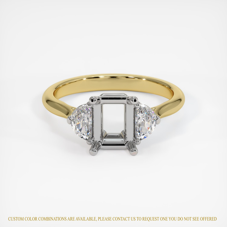 14K White & Yellow Three Stone Ring Setting