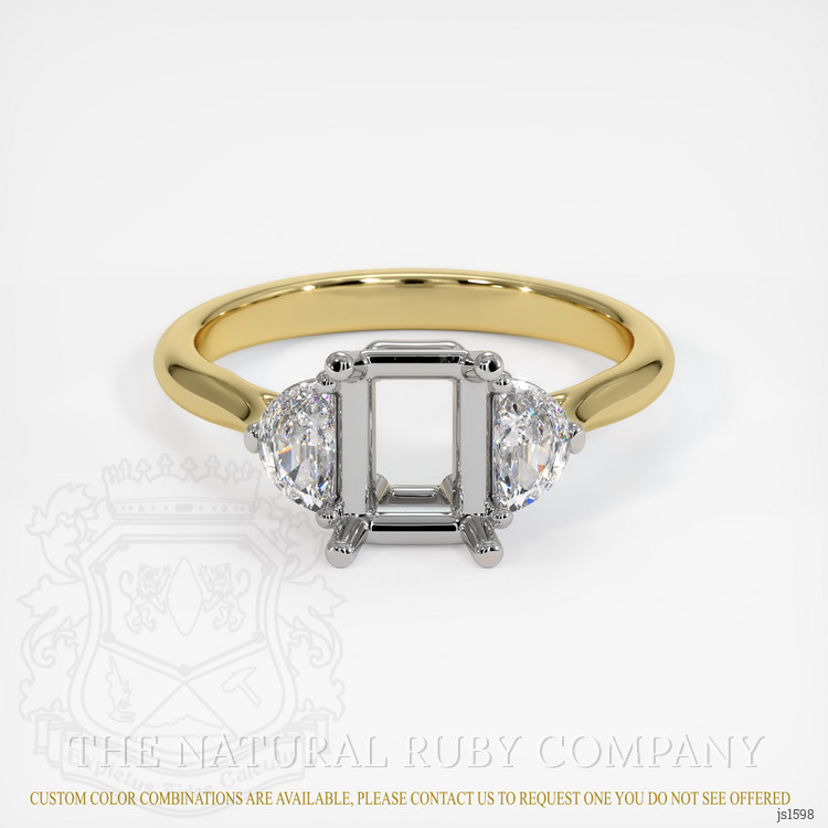 14K White & Yellow Three Stone Ring Setting