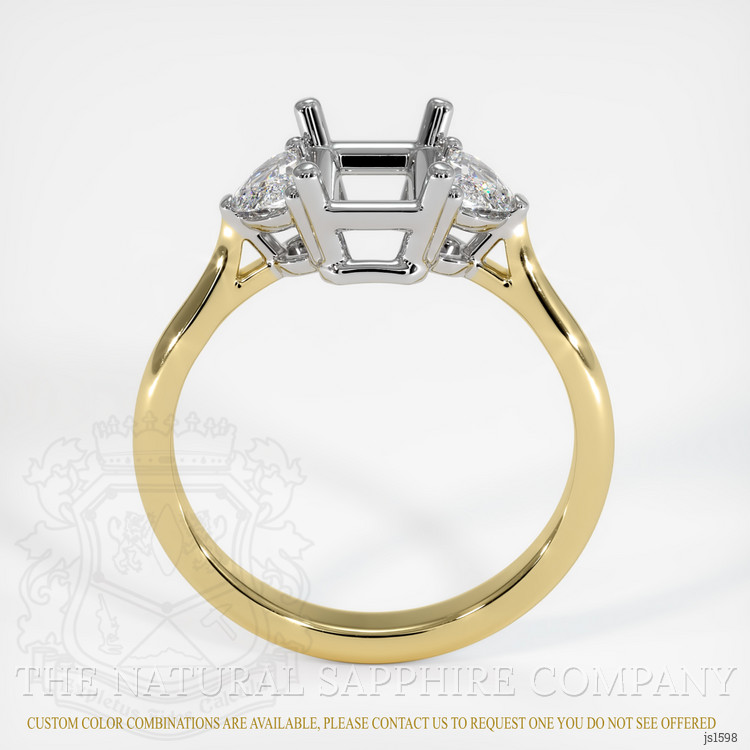 14K White & Yellow Three Stone Ring Setting