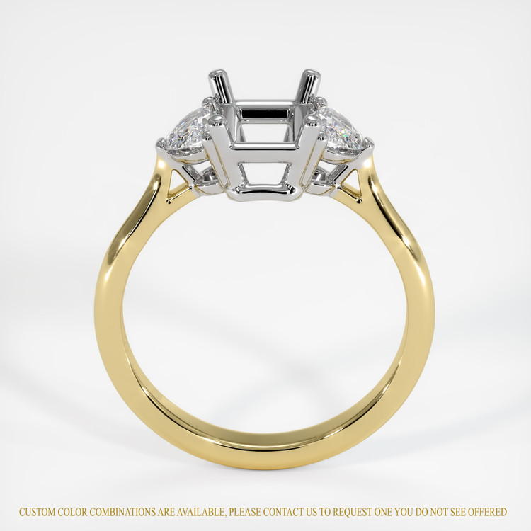 14K White & Yellow Three Stone Ring Setting