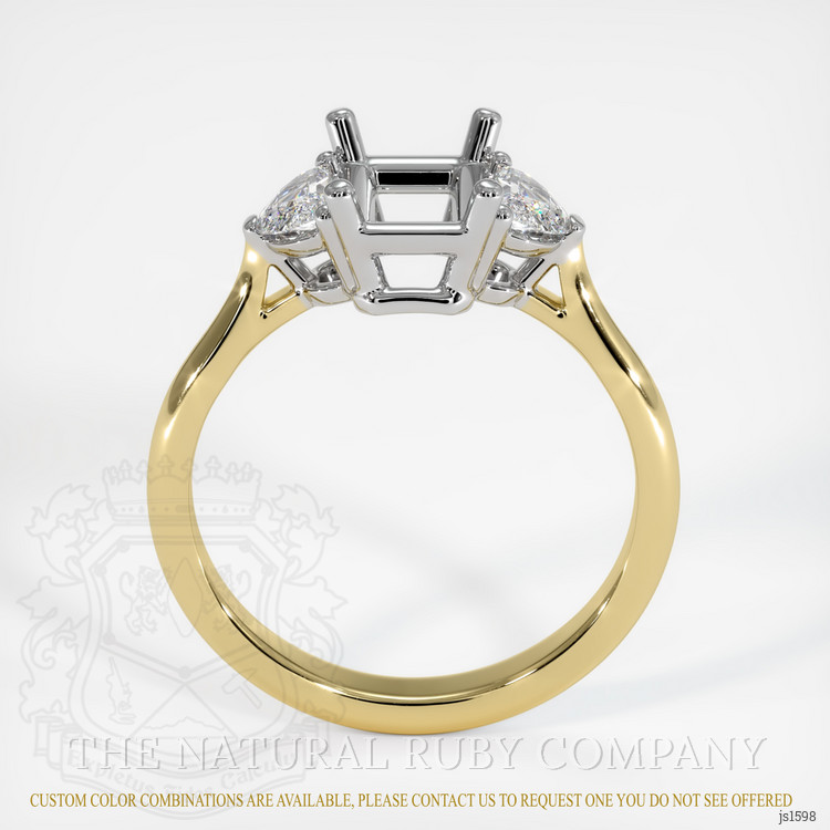 14K White & Yellow Three Stone Ring Setting