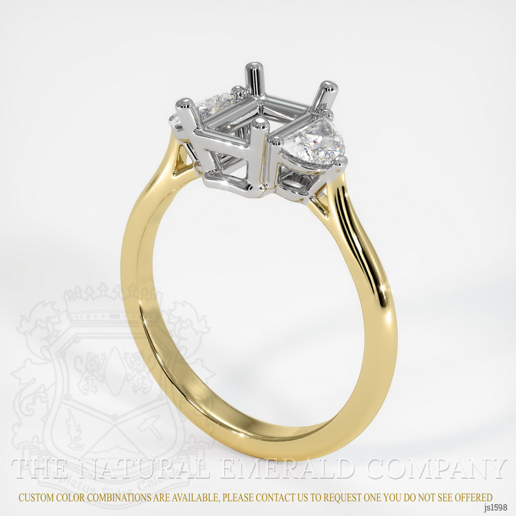 18K White & Yellow Three Stone Ring Setting