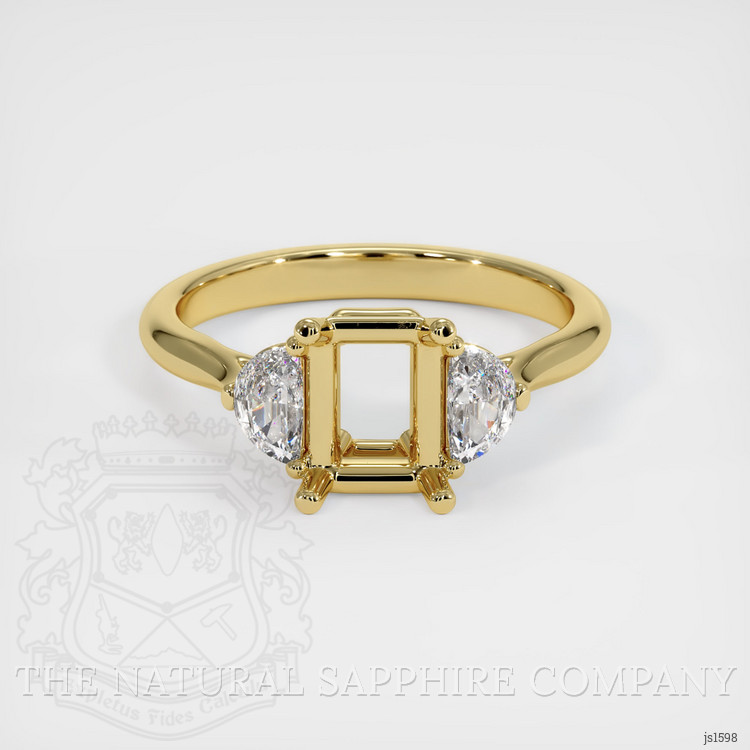 18K Yellow Gold Three Stone Ring Setting