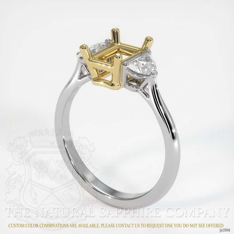 14K Yellow & White Three Stone Ring Setting