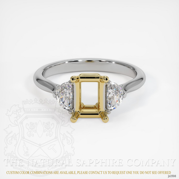 14K Yellow & White Three Stone Ring Setting