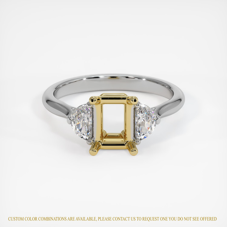 14K Yellow & White Three Stone Ring Setting