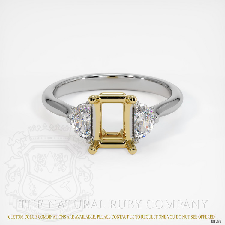 14K Yellow & White Three Stone Ring Setting