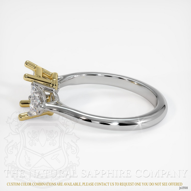 14K Yellow & White Three Stone Ring Setting