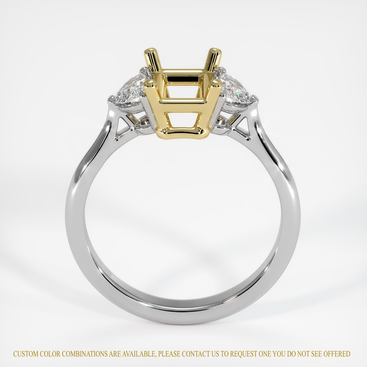 14K Yellow & White Three Stone Ring Setting