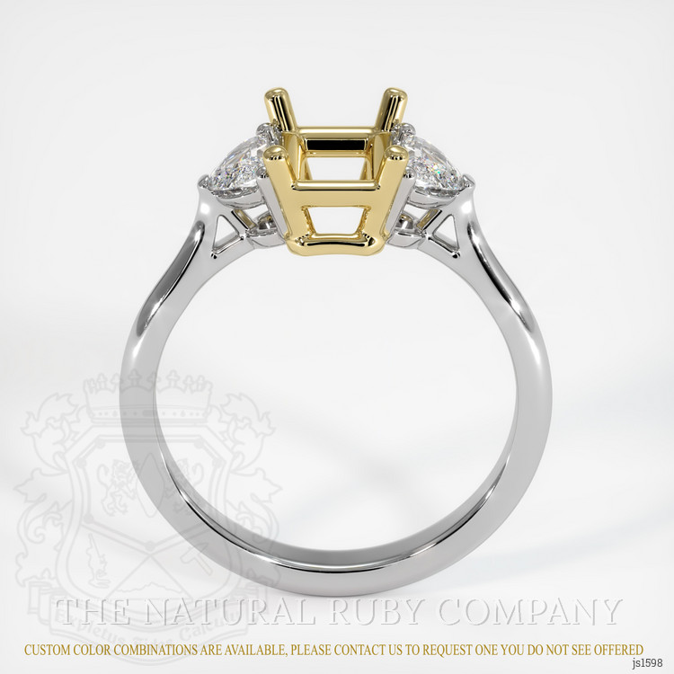 14K Yellow & White Three Stone Ring Setting