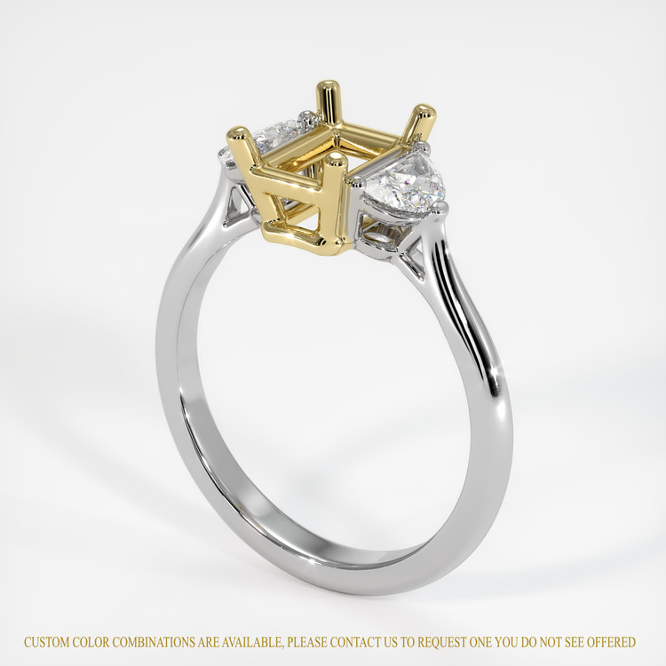 18K Yellow & White Three Stone Ring Setting