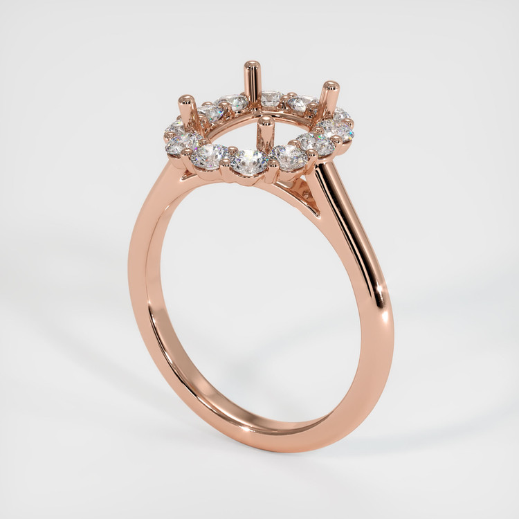 14K Rose Gold Halo Ring Setting
