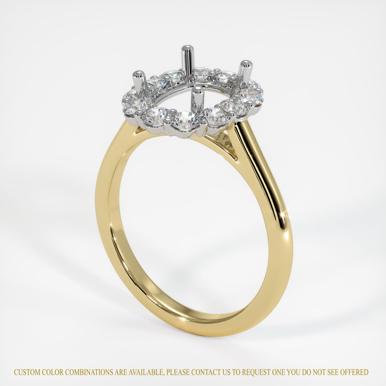 14K White & Yellow Halo Ring Setting