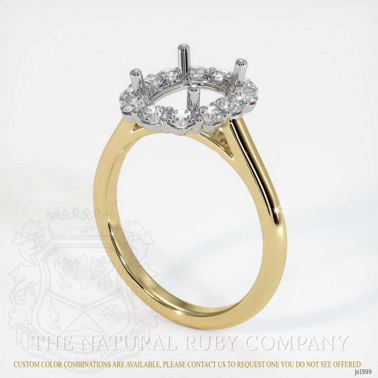 14K White & Yellow Halo Ring Setting