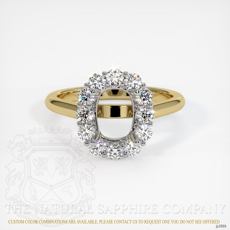 14K White & Yellow Halo Ring Setting