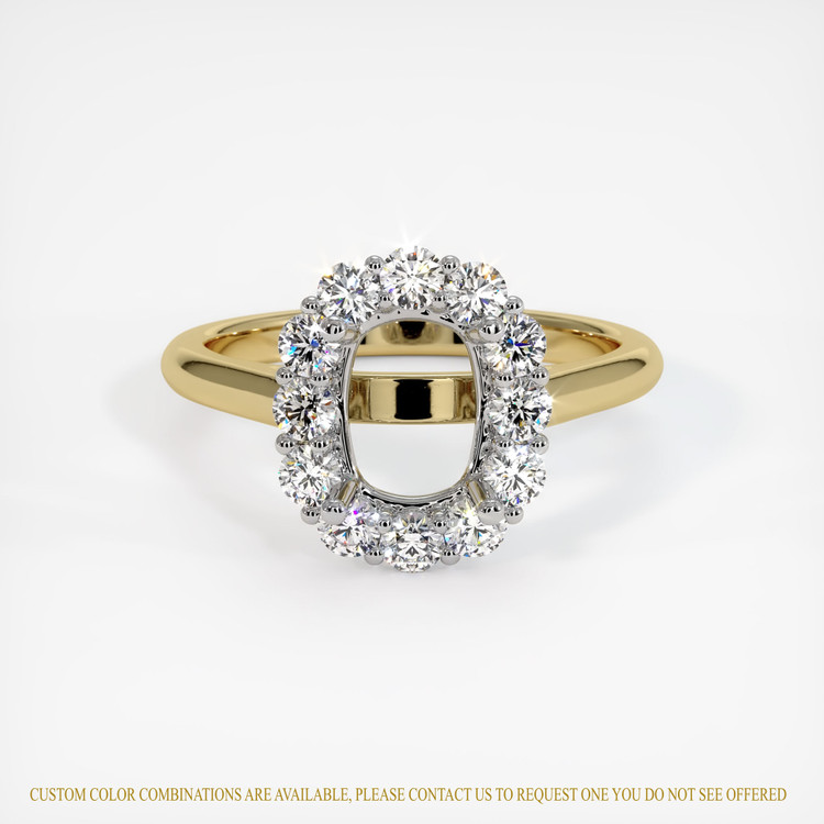 14K White & Yellow Halo Ring Setting