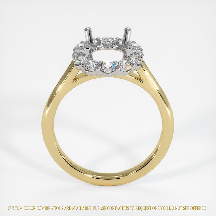 14K White & Yellow Halo Ring Setting