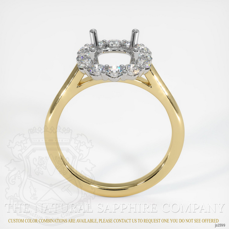 14K White & Yellow Halo Ring Setting