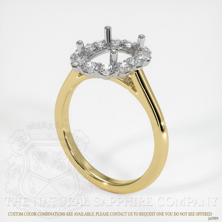 18K White & Yellow Halo Ring Setting