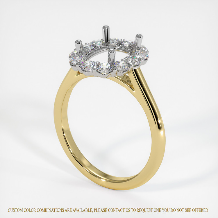 18K White & Yellow Halo Ring Setting