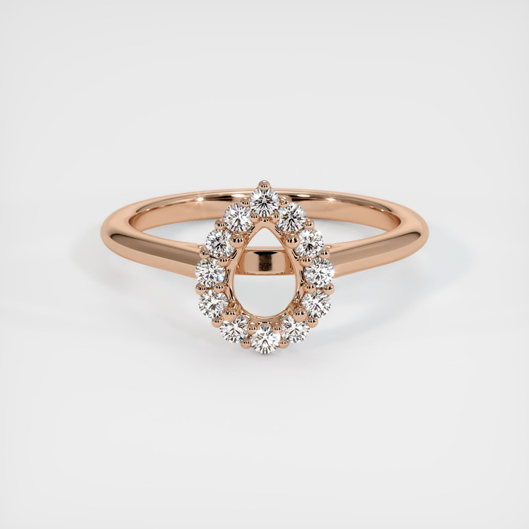 18K Rose Gold Halo Ring Setting