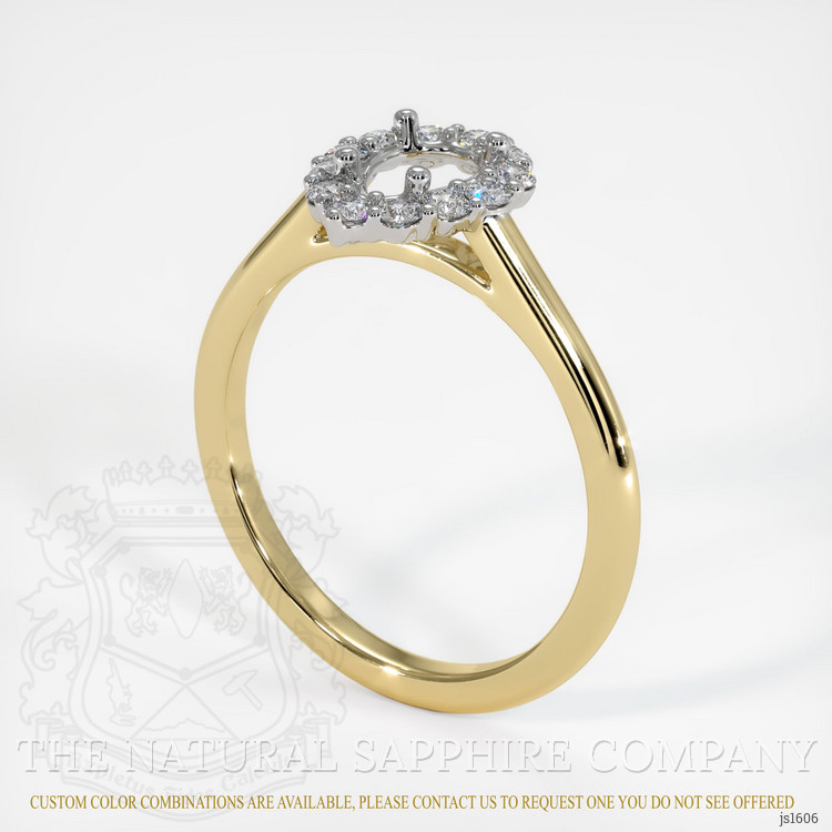 14K White & Yellow Halo Ring Setting