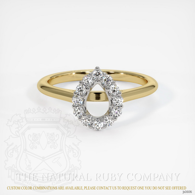 14K White & Yellow Halo Ring Setting
