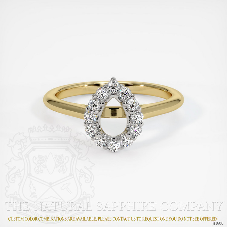 14K White & Yellow Halo Ring Setting