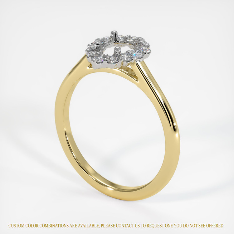 18K White & Yellow Halo Ring Setting