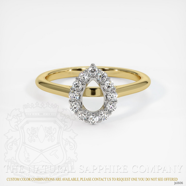 18K White & Yellow Halo Ring Setting