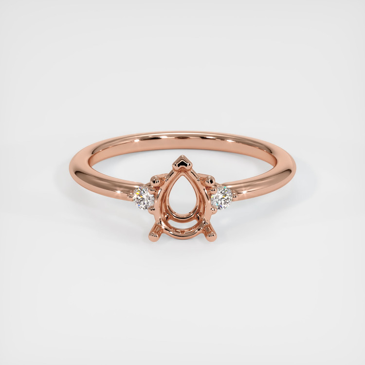14K Rose Gold Three Stone Ring Setting