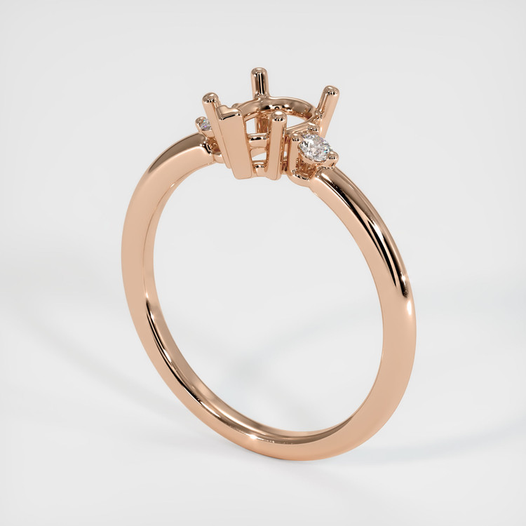 18K Rose Gold Three Stone Ring Setting