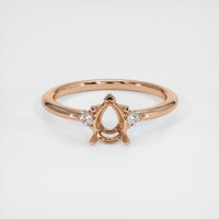 18K Rose Gold Three Stone Ring Setting Image