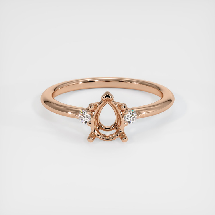 18K Rose Gold Three Stone Ring Setting