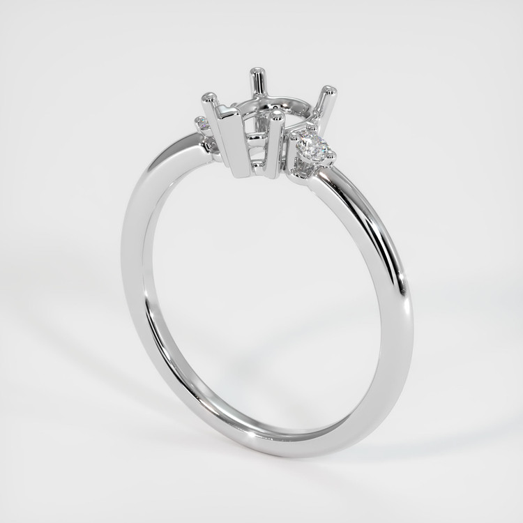 14K White Gold Three Stone Ring Setting