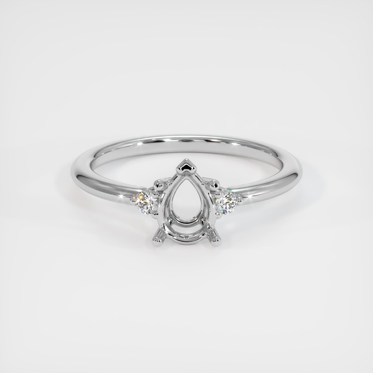 14K White Gold Three Stone Ring Setting