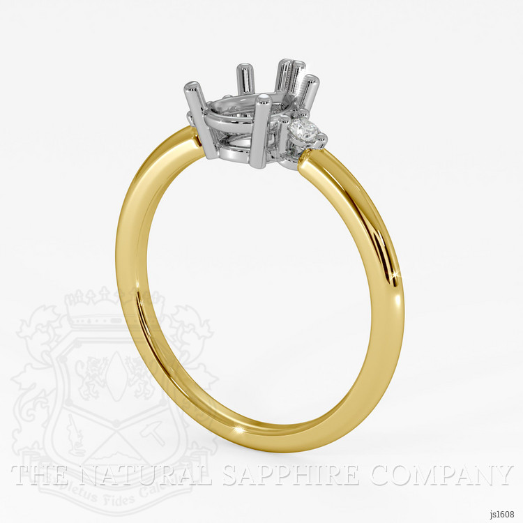 14K White & Yellow Three Stone Ring Setting