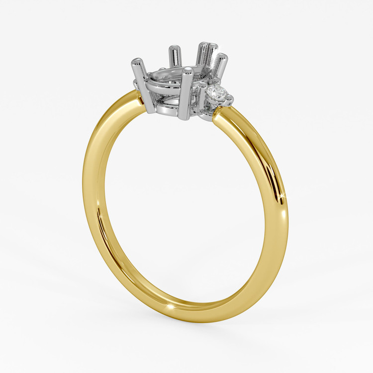 14K White & Yellow Three Stone Ring Setting