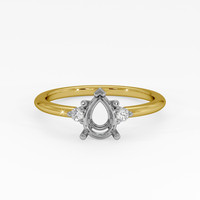 14K White & Yellow Three Stone Ring Setting Image