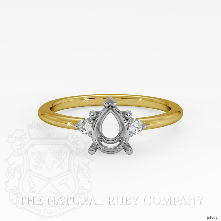 14K White & Yellow Three Stone Ring Setting